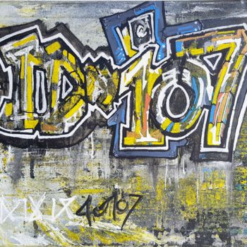 Painting titled "ID-107" by Koyot 40107, Original Artwork, Acrylic Mounted on Wood Stretcher frame