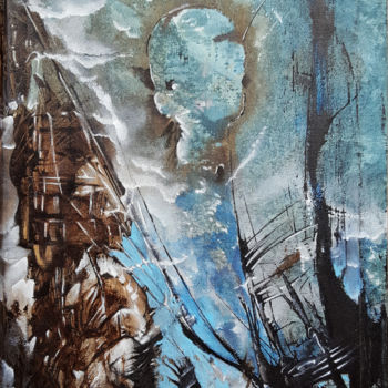 Malerei mit dem Titel "Boat will sink - Sk…" von Koyot 40107, Original-Kunstwerk, Acryl Auf Keilrahmen aus Holz montiert