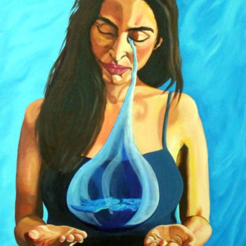 Painting titled "Una lágrima" by Saúl Nagelberg, Original Artwork, Oil