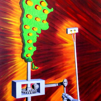 Peinture intitulée "Maquina para rotar…" par Saúl Nagelberg, Œuvre d'art originale, Huile