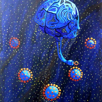 Malerei mit dem Titel "Carrousel Azul" von Saúl Nagelberg, Original-Kunstwerk, Öl