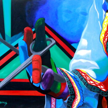 Pintura titulada "Danza tijeras" por Saúl Nagelberg, Obra de arte original, Oleo