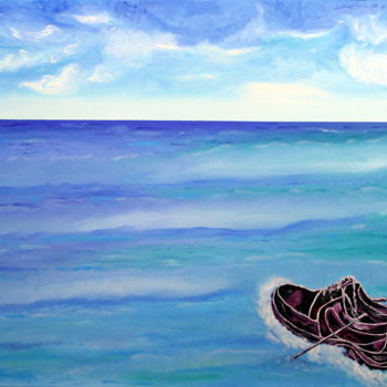 Painting titled "La canoa de Saúl se…" by Saúl Nagelberg, Original Artwork, Oil