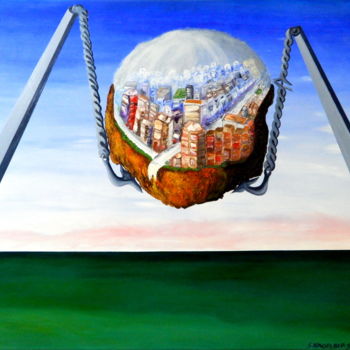 Schilderij getiteld "Las ciudades pueden…" door Saúl Nagelberg, Origineel Kunstwerk, Olie