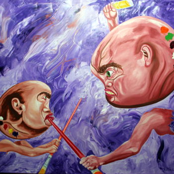 Peinture intitulée "David y Goliat" par Saúl Nagelberg, Œuvre d'art originale, Huile