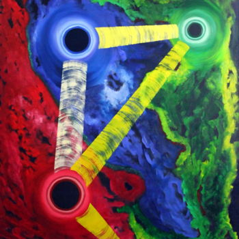 Malerei mit dem Titel "Puntos oscuros" von Saúl Nagelberg, Original-Kunstwerk, Öl