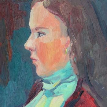 Painting titled "Кристина" by Oleg Saulov, Original Artwork, Oil