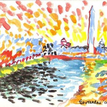 Peinture intitulée "Washington Monument" par Lee Sautereau, Œuvre d'art originale, Huile