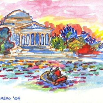 Schilderij getiteld "Jefferson Memorial…" door Lee Sautereau, Origineel Kunstwerk, Olie