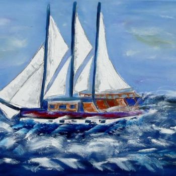 Peinture intitulée "Un jour en mer d'Ir…" par Sylvie Sauvé, Œuvre d'art originale