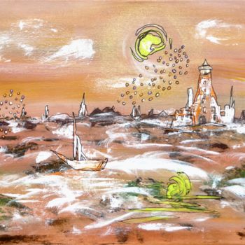 Peinture intitulée "Nouvelle lune ..." par Sylvie Sauvé, Œuvre d'art originale, Huile