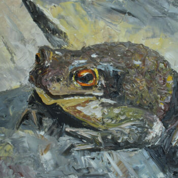 Painting titled "frog" by Sava, Original Artwork, Oil