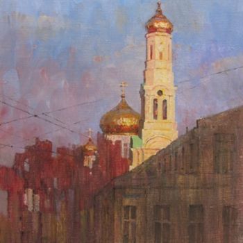Peinture intitulée "Собор в вечернем св…" par Aleksandr Savelenko, Œuvre d'art originale, Huile