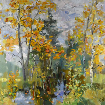 Peinture intitulée "Autumn Landscape Or…" par Natalya Savenkova, Œuvre d'art originale, Huile