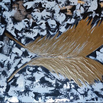 Peinture intitulée "golden feathers" par Anastasiia Shaverina, Œuvre d'art originale, Acrylique