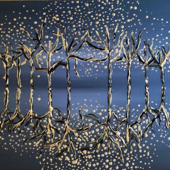 Painting titled "Mirror trees" by Anastasiia Shaverina, Original Artwork, Acrylic