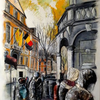 Painting titled "Hotel de ville de L…" by Joseph Saverino, Original Artwork, Oil