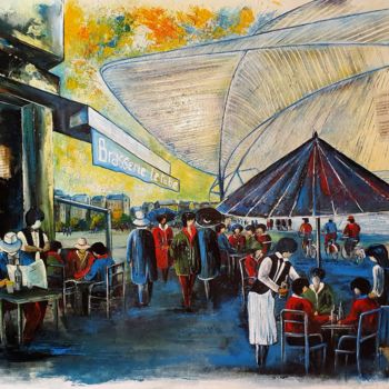 Malerei mit dem Titel "La gare des Guillem…" von Joseph Saverino, Original-Kunstwerk, Acryl