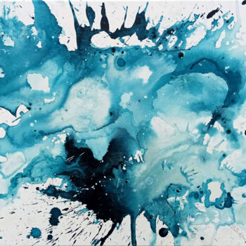 제목이 "Impact blue"인 미술작품 Saverio Filioli Uranio로, 원작, 아크릴 나무 들것 프레임에 장착됨