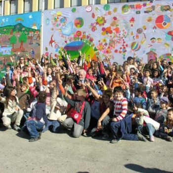 Installation titled "Kids-Guernica Atene" by Savina Tarsitano, Original Artwork