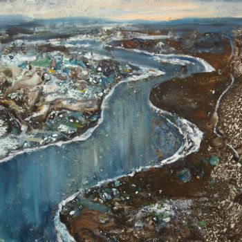 Peinture intitulée "Northern river" par Roza Savinova, Œuvre d'art originale, Huile