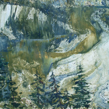 Painting titled "Native landscape" by Roza Savinova, Original Artwork, Monotype