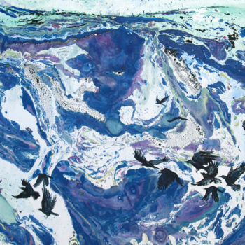 Картина под названием "The snow is still w…" - Roza Savinova, Подлинное произведение искусства, Монотип