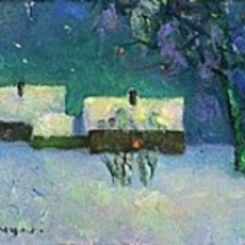 Картина под названием "Night Village" - Mihail Savitsky, Подлинное произведение искусства