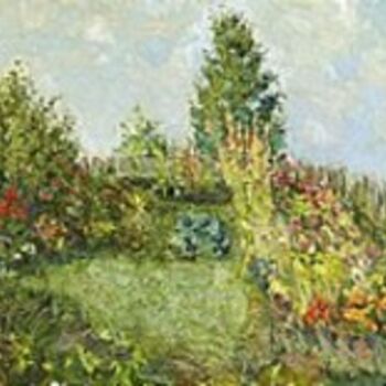 Картина под названием "Цветы в саду - Flow…" - Mihail Savitsky, Подлинное произведение искусства