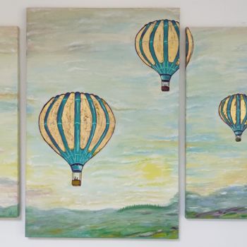 Картина под названием "Triptych "Morning.…" - Vira Savka, Подлинное произведение искусства, Масло Установлен на Деревянная р…