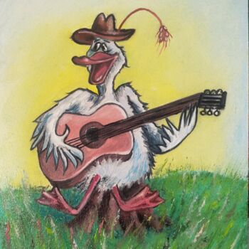 Картина под названием "Cheerful geese 3" - Vira Savka, Подлинное произведение искусства, Масло