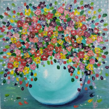 Картина под названием "Bouquet of flowers" - Vira Savka, Подлинное произведение искусства, Масло
