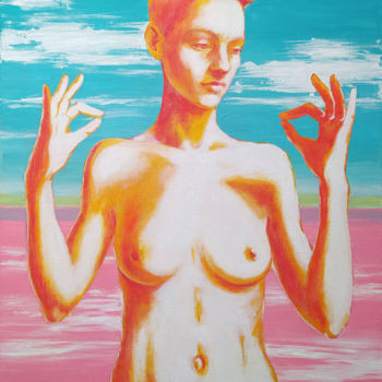 Malerei mit dem Titel "Сalming of passion" von Elena Sayapina, Original-Kunstwerk, Acryl
