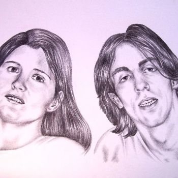 Tekening getiteld "Couple des jeunes" door Vera Sayous, Origineel Kunstwerk, Anders