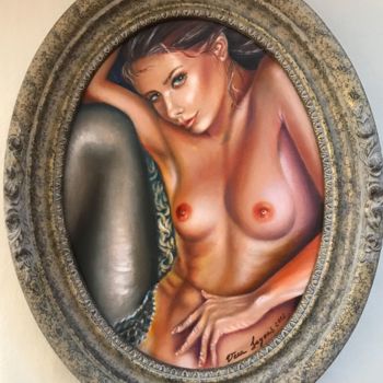 Painting titled "In the mirror" by Vera Sayous, Original Artwork, Oil