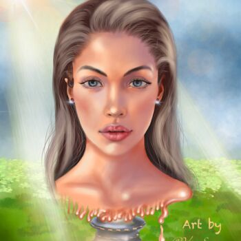 Digital Arts titled "Angelina’s soul" by Vera Sayous, Original Artwork, Digital Painting