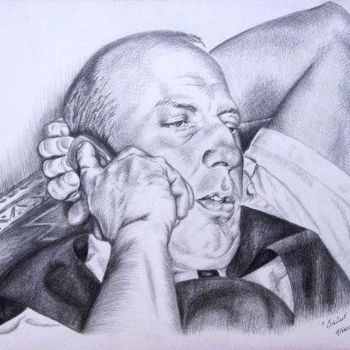 Drawing titled "Patrice au travail" by Vera Sayous, Original Artwork, Other