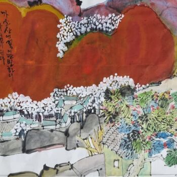 "Autumn mountain nea…" başlıklı Tablo 승범 조 tarafından, Orijinal sanat, Suluboya Ahşap panel üzerine monte edilmiş