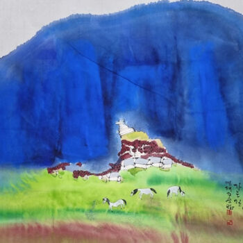 Schilderij getiteld "The way to Blue Mou…" door Sungbum Cho, Origineel Kunstwerk, Aquarel Gemonteerd op Houten paneel