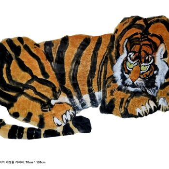 Painting titled "Dalma Tiger" by Sungbum Cho, Original Artwork, Watercolor Mounted on Wood Panel