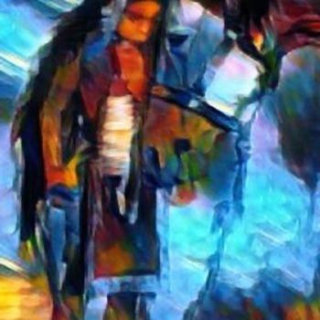 Digitale Kunst mit dem Titel "Apache boy & his ho…" von Saeed Bagsair, Original-Kunstwerk, Digitale Malerei