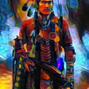 Digitale Kunst getiteld "Apache Man" door Saeed Bagsair, Origineel Kunstwerk, Digitaal Schilderwerk