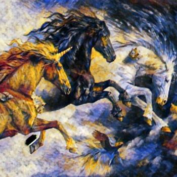 Arte digitale intitolato "Jumping Unicorn" da Saeed Bagsair, Opera d'arte originale, Pittura digitale