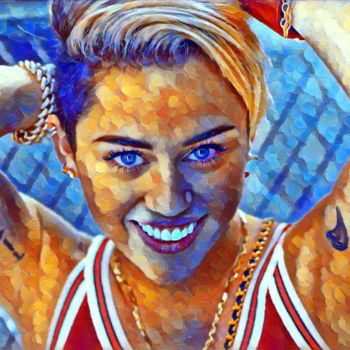 Arts numériques intitulée "Ms.Miley Cyrus chee…" par Saeed Bagsair, Œuvre d'art originale, Peinture numérique