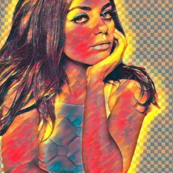 Digitale Kunst getiteld "Ms.Mila Kunis magic…" door Saeed Bagsair, Origineel Kunstwerk, Digitaal Schilderwerk