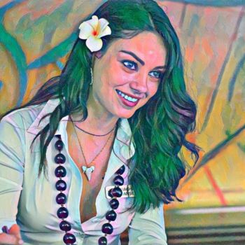 Digital Arts titled "Mila Kunis charms" by Saeed Bagsair, Original Artwork, Digital Painting