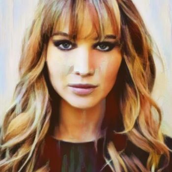 Digital Arts titled "Jennifer Lawrence A…" by Saeed Bagsair, Original Artwork, Digital Painting