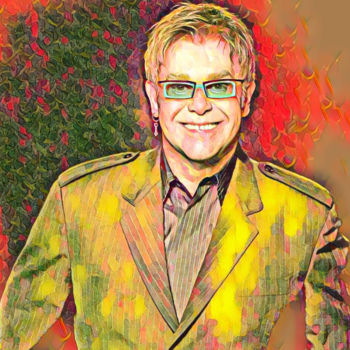 Arts numériques intitulée "Elton John" par Saeed Bagsair, Œuvre d'art originale, Peinture numérique