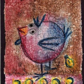 Malerei mit dem Titel "poule eureka" von Stef B, Original-Kunstwerk