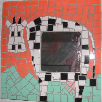 Artisanat intitulée "miroir vache" par Stef B, Œuvre d'art originale
